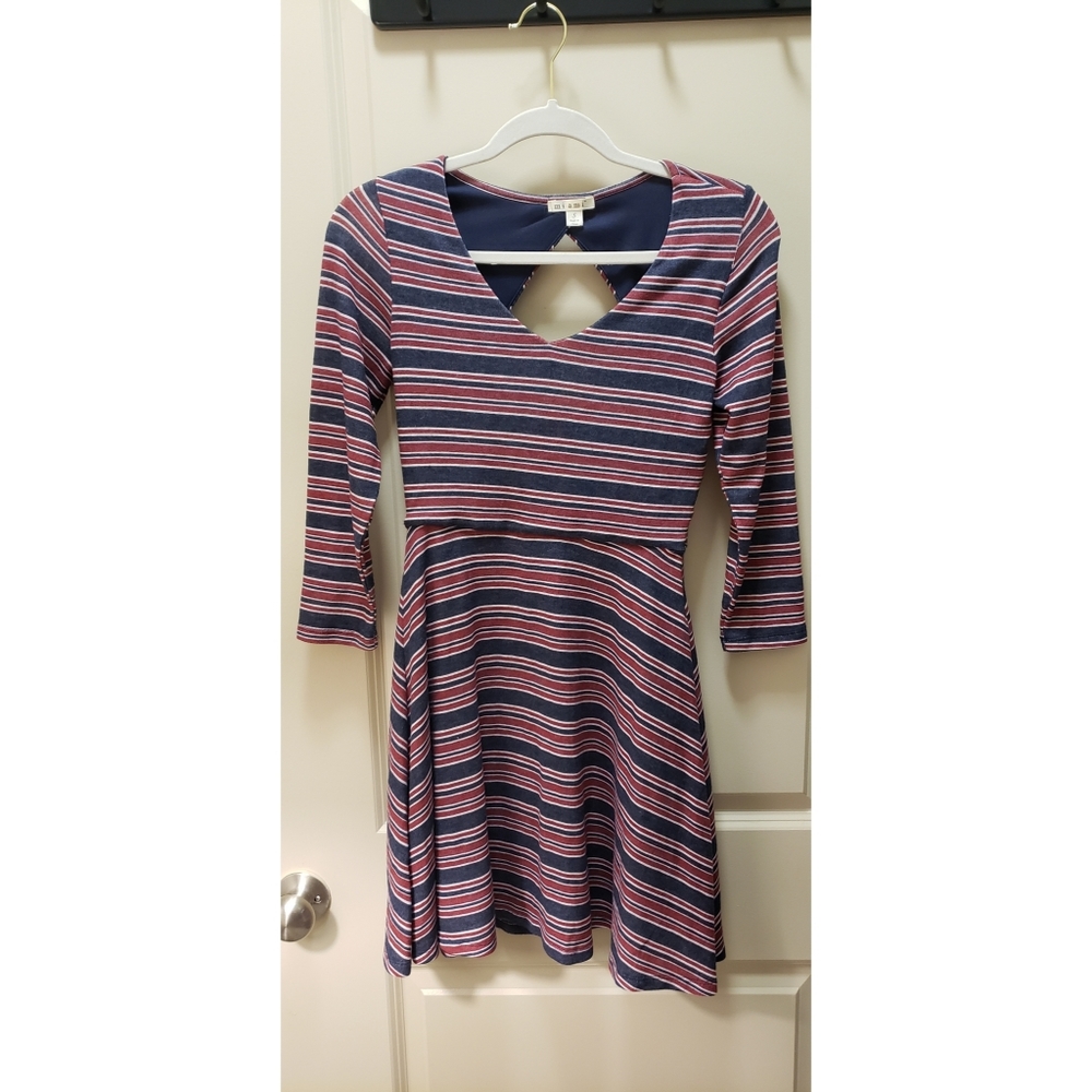 Striped (red blue white) Miami long sleeve dress size small